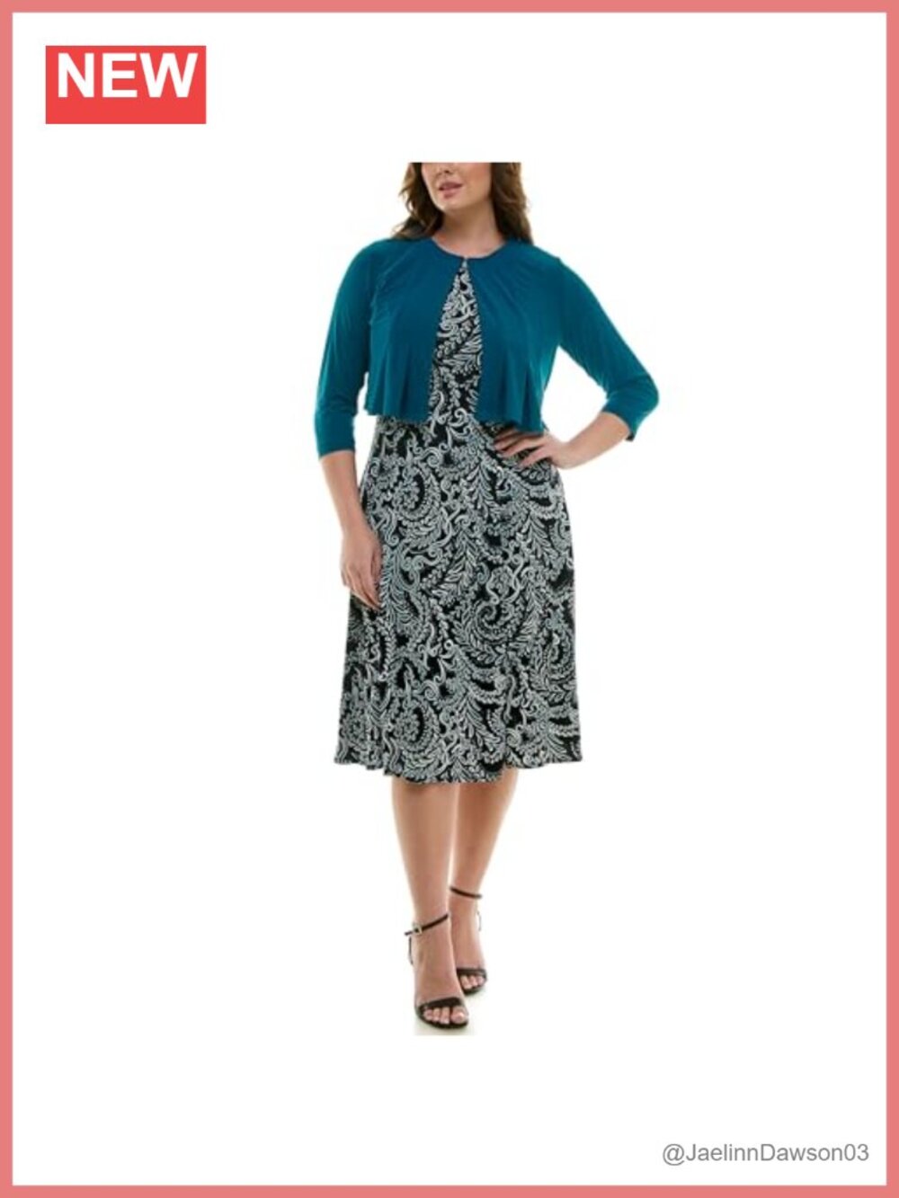 Women's Paisley A-Line Dress with Solid Cardigan Set 100% Polyester